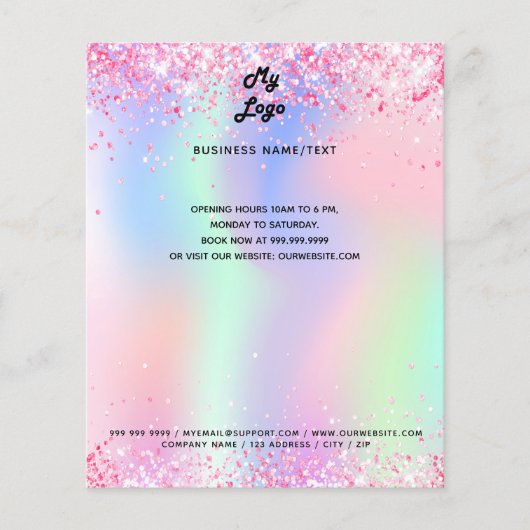 Zakelijke logo holografische roze glans flyer (Voorkant)