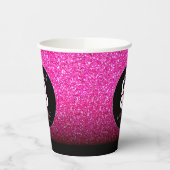 Zakelijke Logo hot-roze glitter + zwarte papierbek Papieren Bekers (Links)