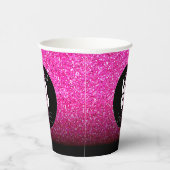 Zakelijke Logo hot-roze glitter + zwarte papierbek Papieren Bekers (Rechts)