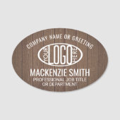 Zakelijke Logo ID Bruin Faux Hood Oval Naamplaatje (Voorkant)