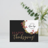 Zakelijke logo in Herfst Krans Happy Thanksgiving Briefkaart (Staand voorkant)