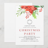 Zakelijke Logo in Poinsettia Kerstfeest Feestdagenkaart (Voorkant / Achterkant)