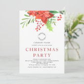 Zakelijke Logo in Poinsettia Kerstfeest Feestdagenkaart (Staand voorkant)