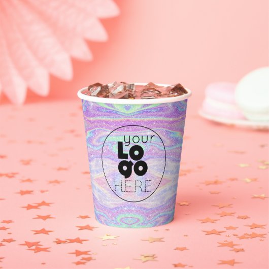 Zakelijke Logo iriserende Glitter Paper Party Cups Papieren Bekers (Insitu)