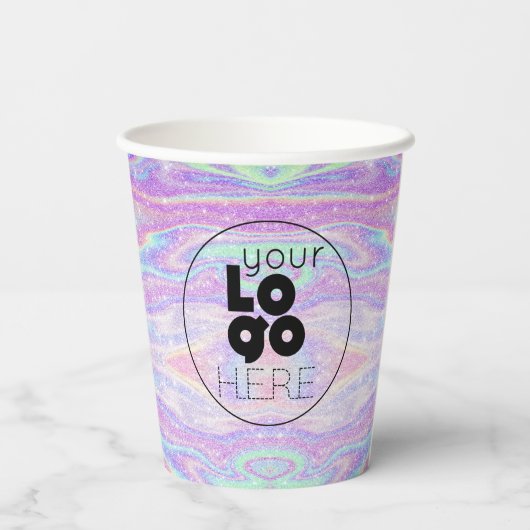Zakelijke Logo iriserende Glitter Paper Party Cups Papieren Bekers (Achterkant)