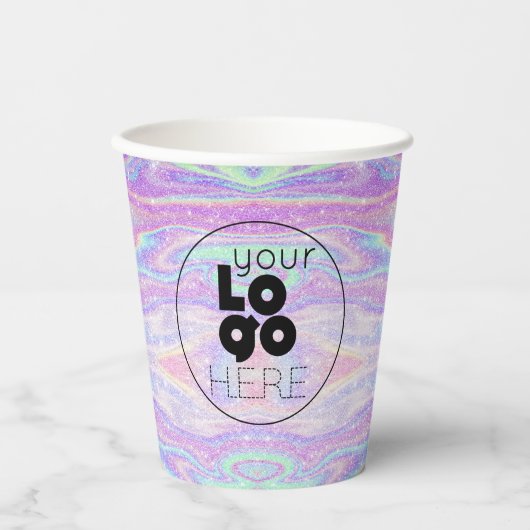 Zakelijke Logo iriserende Glitter Paper Party Cups Papieren Bekers (Voorkant)