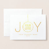Zakelijke Logo JOY Kerst Ornament Chic Holiday Folie Kaarten (Voorkant met envelop)