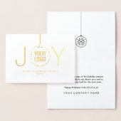 Zakelijke Logo JOY Kerst Ornament Chic Holiday Folie Kaarten (Display)
