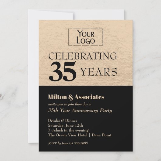 Zakelijke Logo Jubileum Zwart en Goud Kaart (Voorkant)