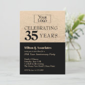 Zakelijke Logo Jubileum Zwart en Goud Kaart (Staand voorkant)