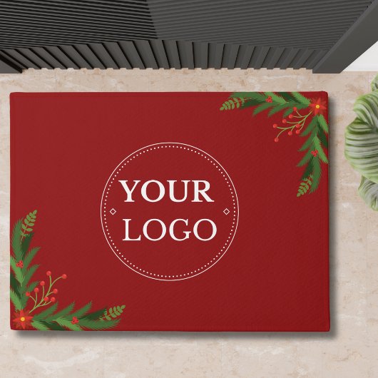 Zakelijke Logo Kerst Bloemen Rode Deurmat