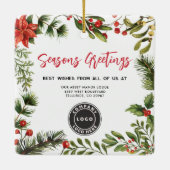 Zakelijke Logo Kerst Feestdagen Botanisch Keramisch Ornament (Achterkant)