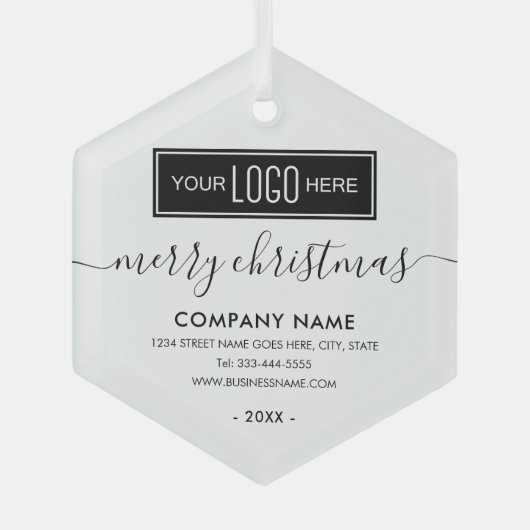 zakelijke Logo kerst Glas Ornament (Voorkant)