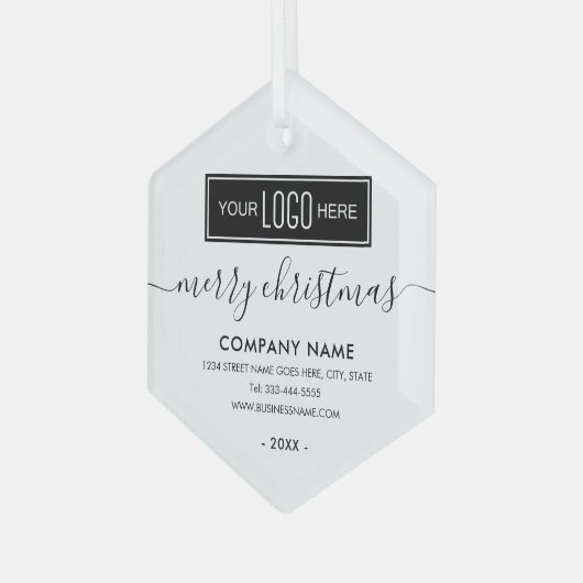 zakelijke Logo kerst Glas Ornament (Voorkant links)