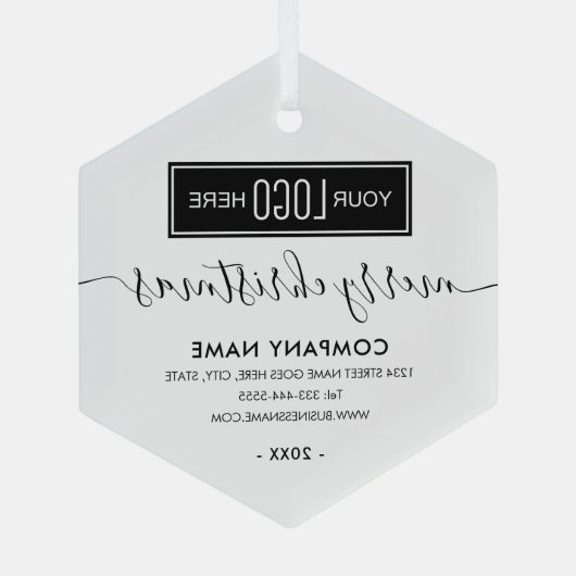 zakelijke Logo kerst Glas Ornament (Achterkant)