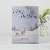Zakelijke Logo Kerst Kerst Winter Deer Scene Ho Feestdagenkaart (Staand voorkant)