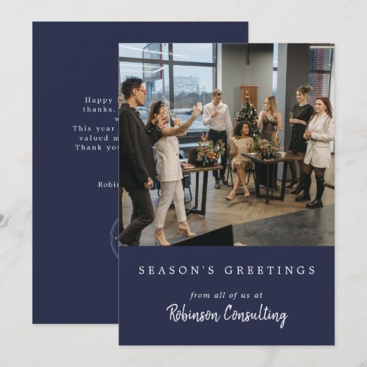 Zakelijke Logo Kerst Modern Team Foto Feestdagenkaart (Voorkant / Achterkant)