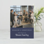 Zakelijke Logo Kerst Modern Team Foto Feestdagenkaart (Staand voorkant)