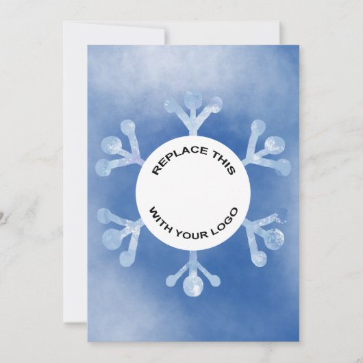 Zakelijke Logo kerstblauw Snowflake Holiday Feestdagenkaart (Voorkant)