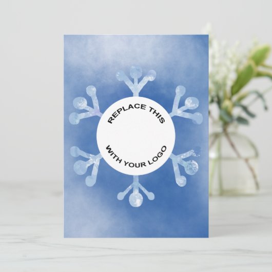 Zakelijke Logo kerstblauw Snowflake Holiday Feestdagenkaart (Staand voorkant)