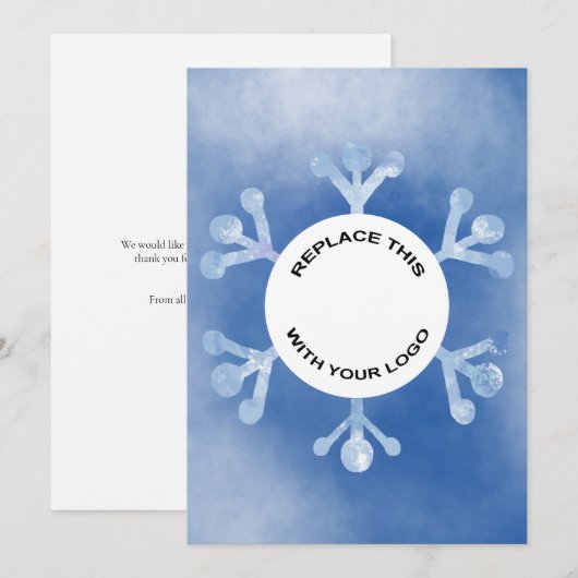 Zakelijke Logo kerstblauw Snowflake Holiday Feestdagenkaart (Voorkant / Achterkant)