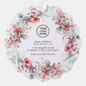 Zakelijke Logo Kerstkrans Waterverf Vakantie Ornament Kaart (Achterkant)