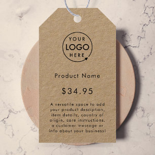 Zakelijke Logo Labels productprijs Rustic Kraft Cadeaulabel