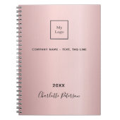 Zakelijke logo lichtroze elegante monogram notitieboek (Voorkant)