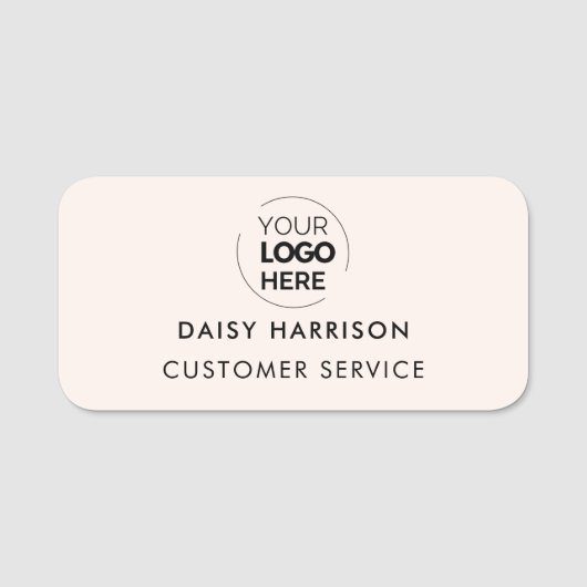 Zakelijke Logo | Lichtroze Modern Medewerker Perso Naamplaatje (Voorkant)