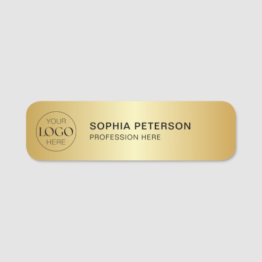 Zakelijke Logo Medewerker Metallic Gold Naamplaatje (Voorkant)