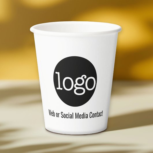 Zakelijke Logo met contactgegevens - minimaal zwar Papieren Bekers