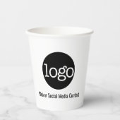 Zakelijke Logo met contactgegevens - minimaal zwar Papieren Bekers (Voorkant)