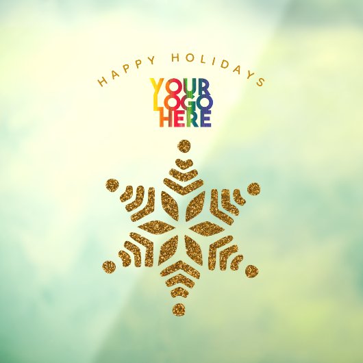 Zakelijke Logo met gouden kerstster Snowflake Raamsticker (Vel 3)