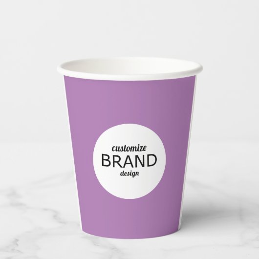 Zakelijke Logo met minimalistisch Paars Papieren Bekers (Achterkant)