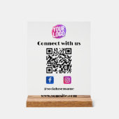 Zakelijke Logo met QR Code en Social Media White Acryl Bord (Voorkant)