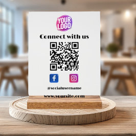 Zakelijke Logo met QR Code en Social Media White Acryl Bord
