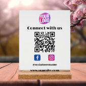 Zakelijke Logo met QR Code en Social Media White Acryl Bord
