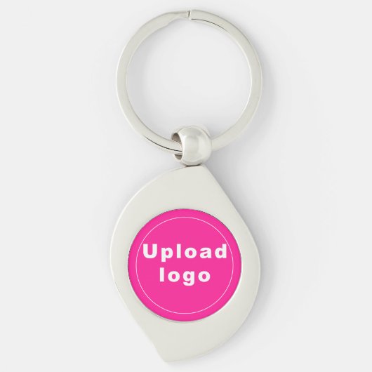 Zakelijke Logo met roze achtergrond op swirl metal Sleutelhanger (Voorkant)