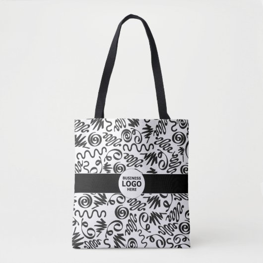 Zakelijke LOGO met zwarte balk Moderne eenvoud Tote Bag (Voorkant)