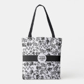 Zakelijke LOGO met zwarte balk Moderne eenvoud Tote Bag (Achterkant)