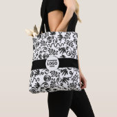 Zakelijke LOGO met zwarte balk Moderne eenvoud Tote Bag (Dichtbij)