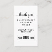 Zakelijke Logo Minimalist Sleek Bedankt Promotie Kortingskaartje (Voorkant)