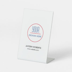Zakelijke Logo   Minimalistisch modern wit voetstu Reclamebord Met Voetstuk