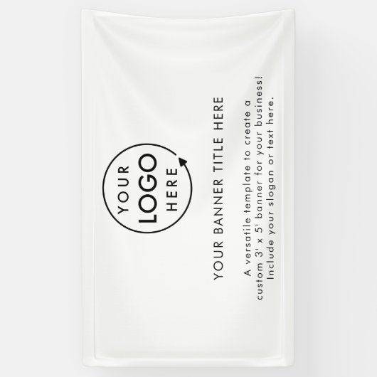 Zakelijke Logo | Minimalistisch zuiver wit 5' Spandoek (Verticaal)