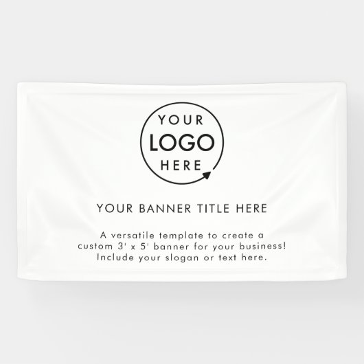 Zakelijke Logo | Minimalistisch zuiver wit 5' Spandoek (Horizontaal)