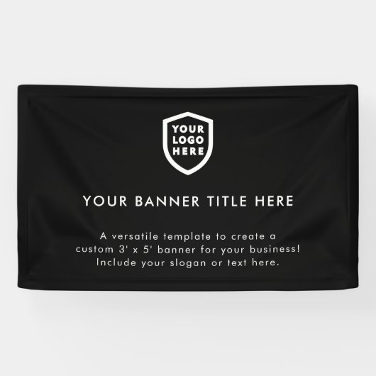 Zakelijke Logo | Minimalistisch zuiver zwart 5 inc Spandoek (Horizontaal)