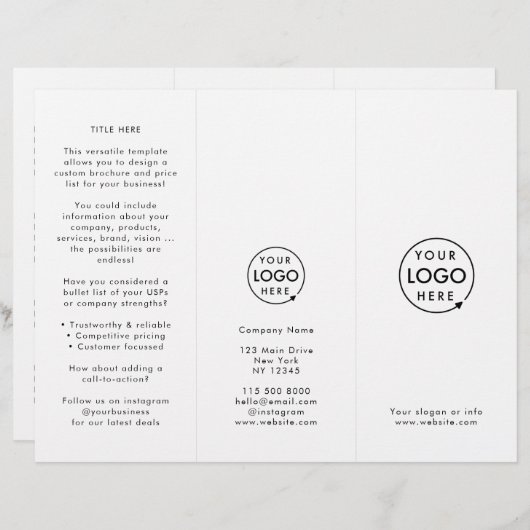 Zakelijke Logo Minimalistische eenvoudige drievoud (Voorkant / Achterkant)