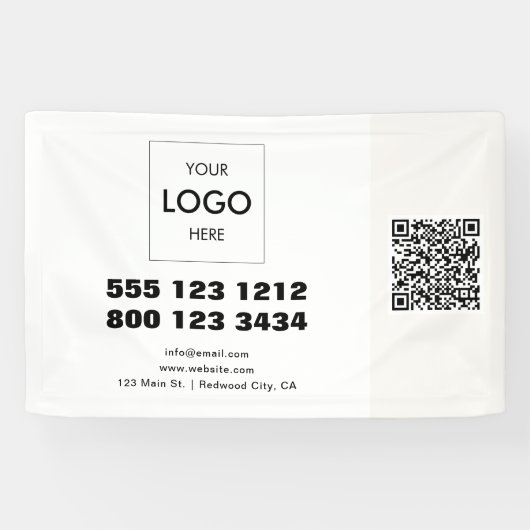 Zakelijke Logo Minimalistische moderne QR-code Spandoek (Horizontaal)