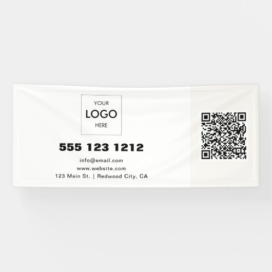 Zakelijke Logo Minimalistische moderne QR-code Spandoek (Horizontaal)