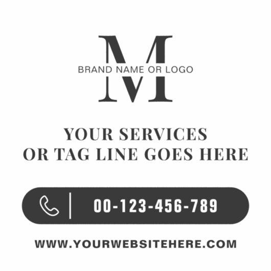 Zakelijke Logo Minimalistische Promotionele Auto B Sticker (Voorkant)